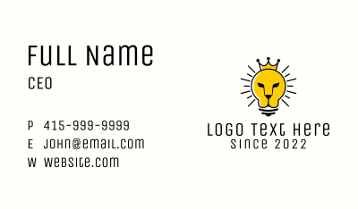 Royal Lion Light Bulb  Business Card Image Preview