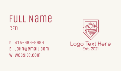 Red Monoline Outdoor Emblem Business Card Image Preview