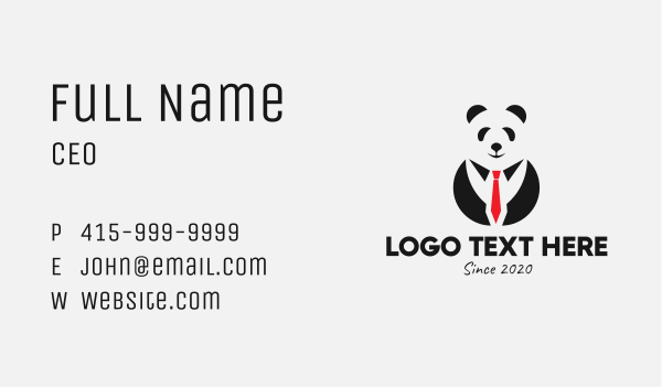 Panda Tuxedo Attire Business Card Design