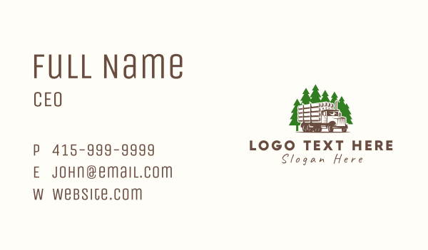 Forest Logging Truck Business Card Design Image Preview