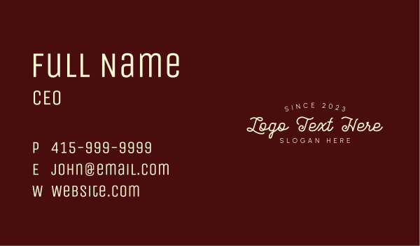 Cafe Business Script Wordmark Business Card Design Image Preview