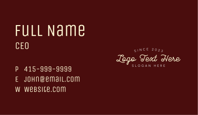 Cafe Business Script Wordmark Business Card Image Preview