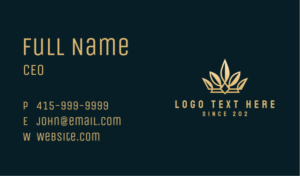 Natural Gold Leaf Crown Business Card Design Image Preview