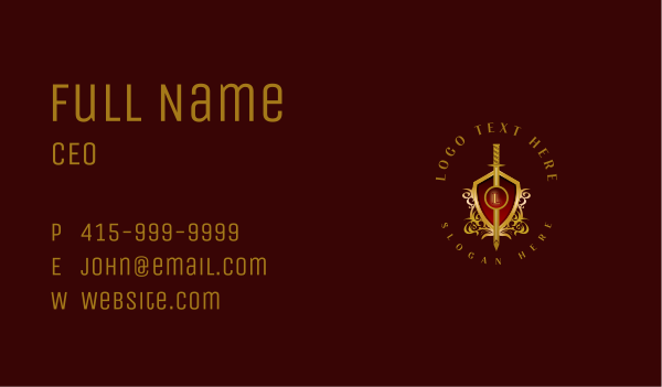 Knight Sword Shield Business Card Design Image Preview