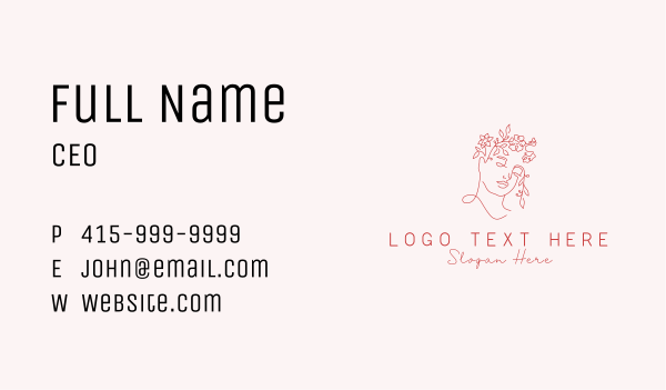 Floral Woman Face Business Card Design Image Preview