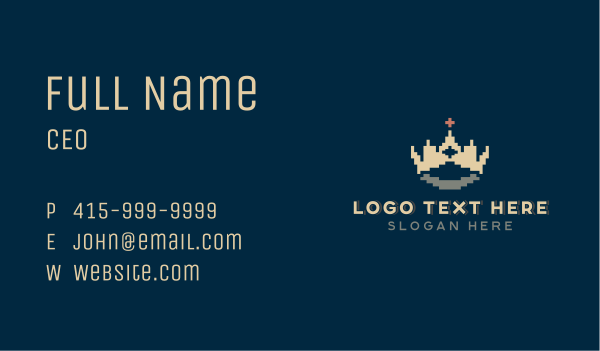 Pixel Crown Cross Business Card Design Image Preview