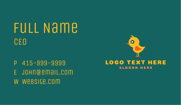 Yellow Baby Chick  Business Card Design Image Preview