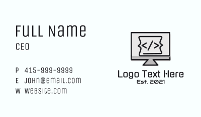 Code Computer Monitor Business Card Image Preview