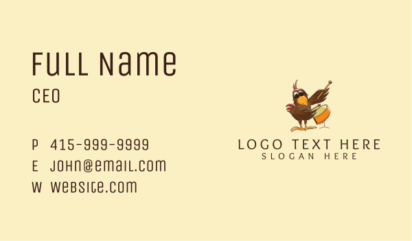 Chicken Drummer Mascot  Business Card Design Image Preview