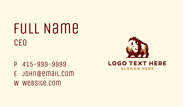 Bull Horn Bison Business Card Design Image Preview