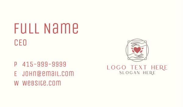 Hand Heart Charity Business Card Design Image Preview