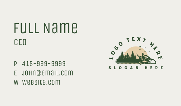 Chainsaw Forest Logging Business Card Design Image Preview