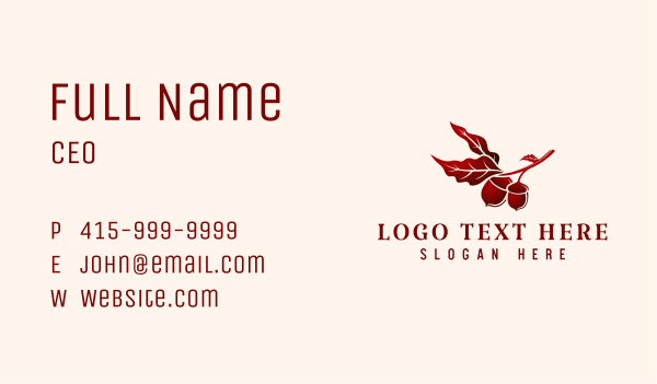 Organic Maroon Acorn Business Card Design Image Preview