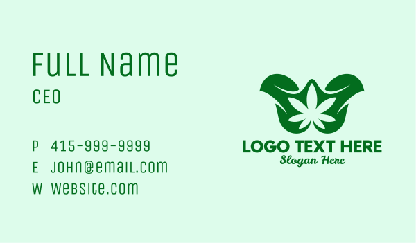 Organic Cannabis Leaf  Business Card Design Image Preview