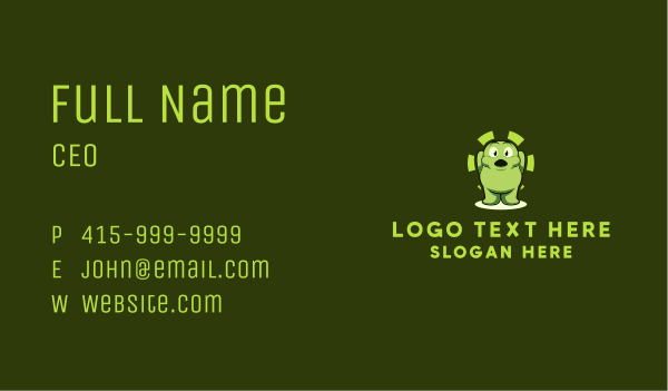 Astonished Green Mascot Business Card Design Image Preview