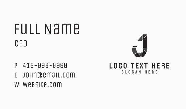 Origami Shapes Letter J Business Card Design Image Preview