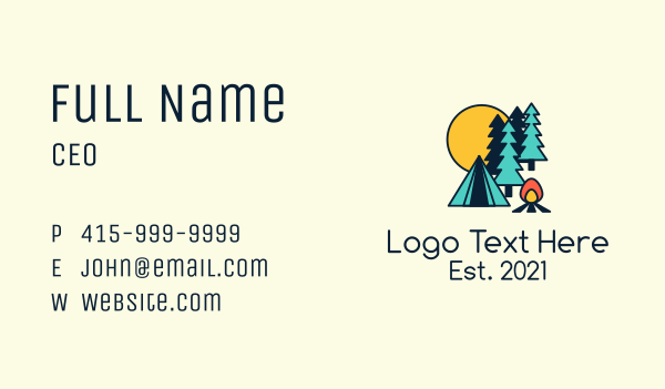 Night Forest Campsite Business Card Design Image Preview