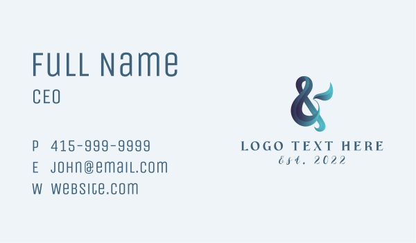 Gradient Stylish Ampersand Lettering Business Card Design Image Preview