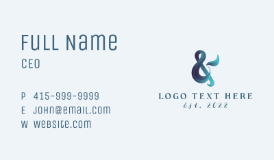 Gradient Stylish Ampersand Lettering Business Card Image Preview