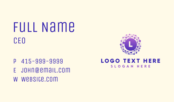 Purple Neural Letter Business Card Design Image Preview
