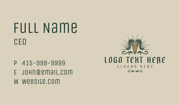 Goat Skull Saloon Business Card Design Image Preview
