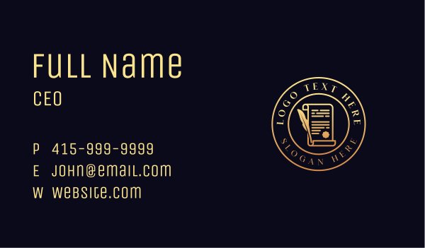 Quill Pen Notary Paper Business Card Design Image Preview