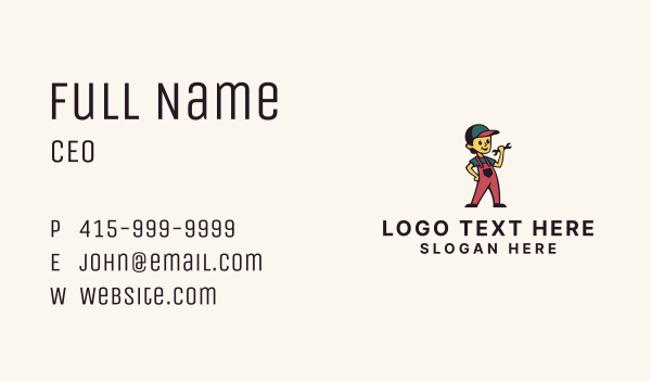 Wrench Mechanic Guy Business Card Design Image Preview