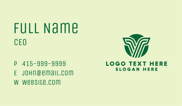 Green Seedling Letter V Business Card Design Image Preview