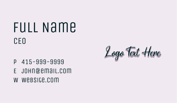 Feminine Brand Wordmark Business Card Design Image Preview