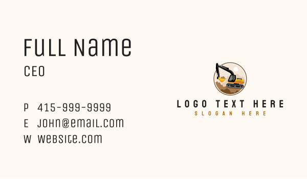 Construction Excavator Equipment  Business Card Design Image Preview