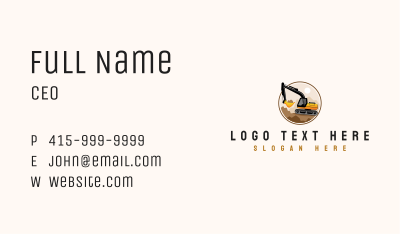 Construction Excavator Equipment  Business Card Image Preview