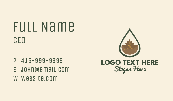 Organic Leaf Oil Droplet Business Card Design Image Preview
