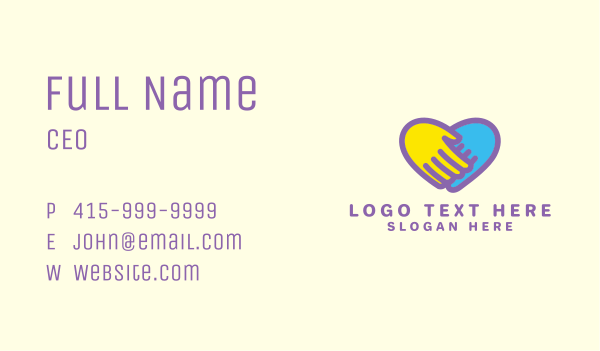 Hand Heart Support Business Card Design Image Preview