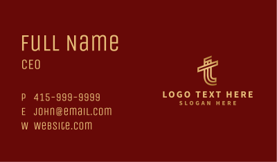 Gold Boutique Letter T Business Card Image Preview