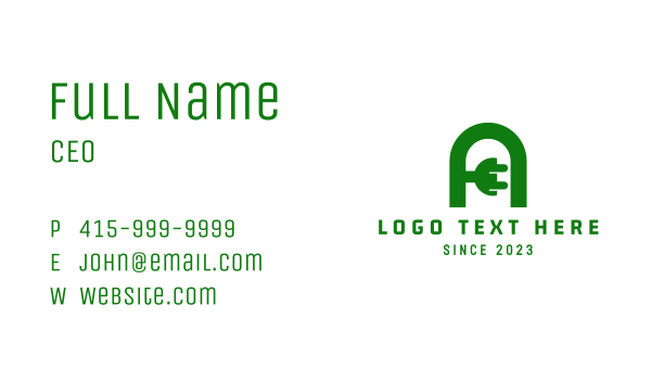Electrical Plug Letter A  Business Card Design Image Preview