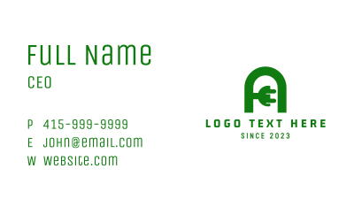 Electrical Plug Letter A  Business Card Image Preview