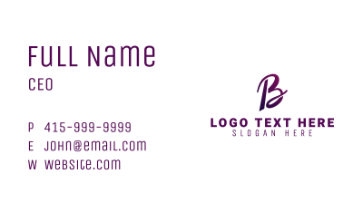 Cursive Letter B Business Business Card Image Preview