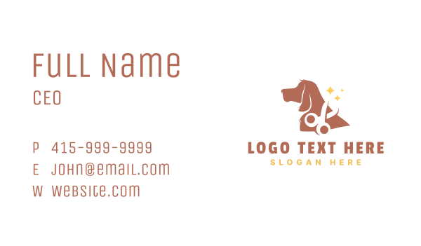 Hound Dog Grooming Scissors Business Card Design Image Preview