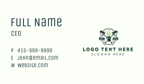 Leaf Plant Shovel Business Card Design Image Preview