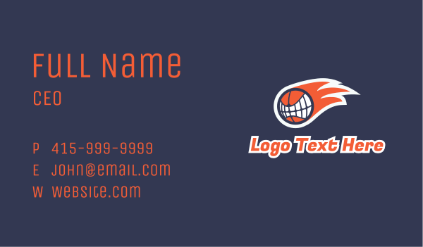 Fiery Basketball Teeth Business Card Design Image Preview
