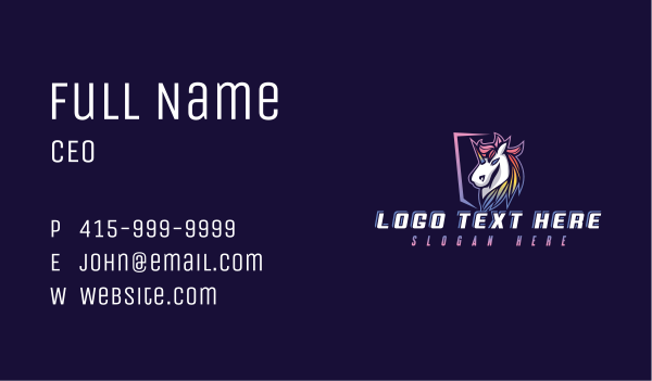 Gaming Stallion Unicorn Business Card Design Image Preview
