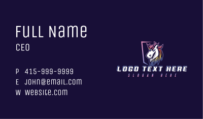 Gaming Stallion Unicorn Business Card Image Preview