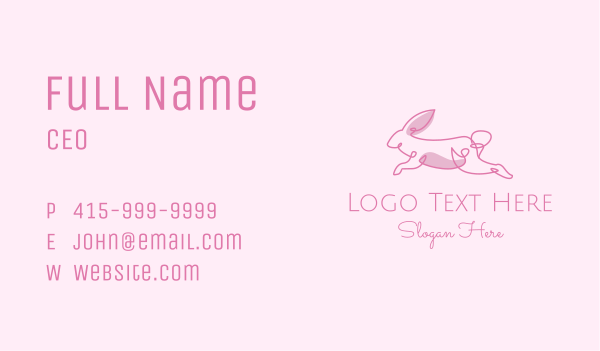 Pink Minimalist Rabbit Business Card Design Image Preview