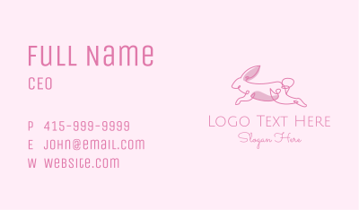 Pink Minimalist Rabbit Business Card