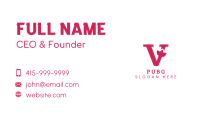 Pink Petal Letter V Business Card Image Preview