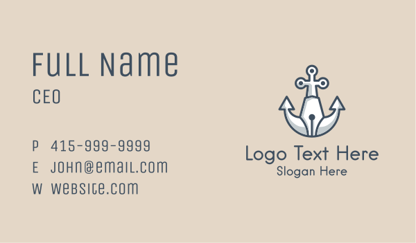 Nautical Anchor Pen Business Card Design Image Preview