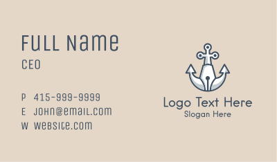 Nautical Anchor Pen Business Card Image Preview