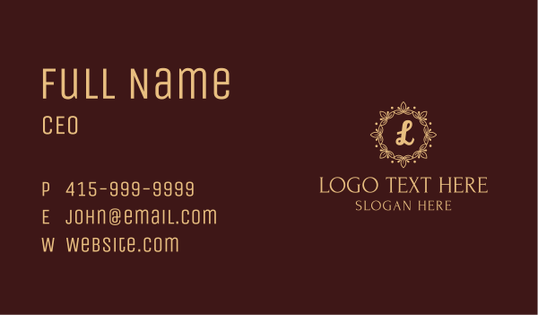 Gold Leaf Wreath Business Card Design Image Preview