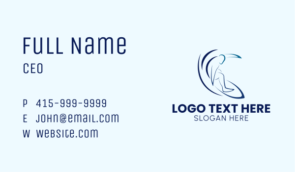 Tropical Ocean  Surfing Business Card Design Image Preview