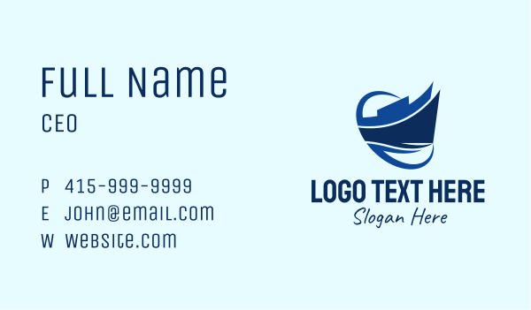 Blue Silhouette Ship Business Card Design Image Preview